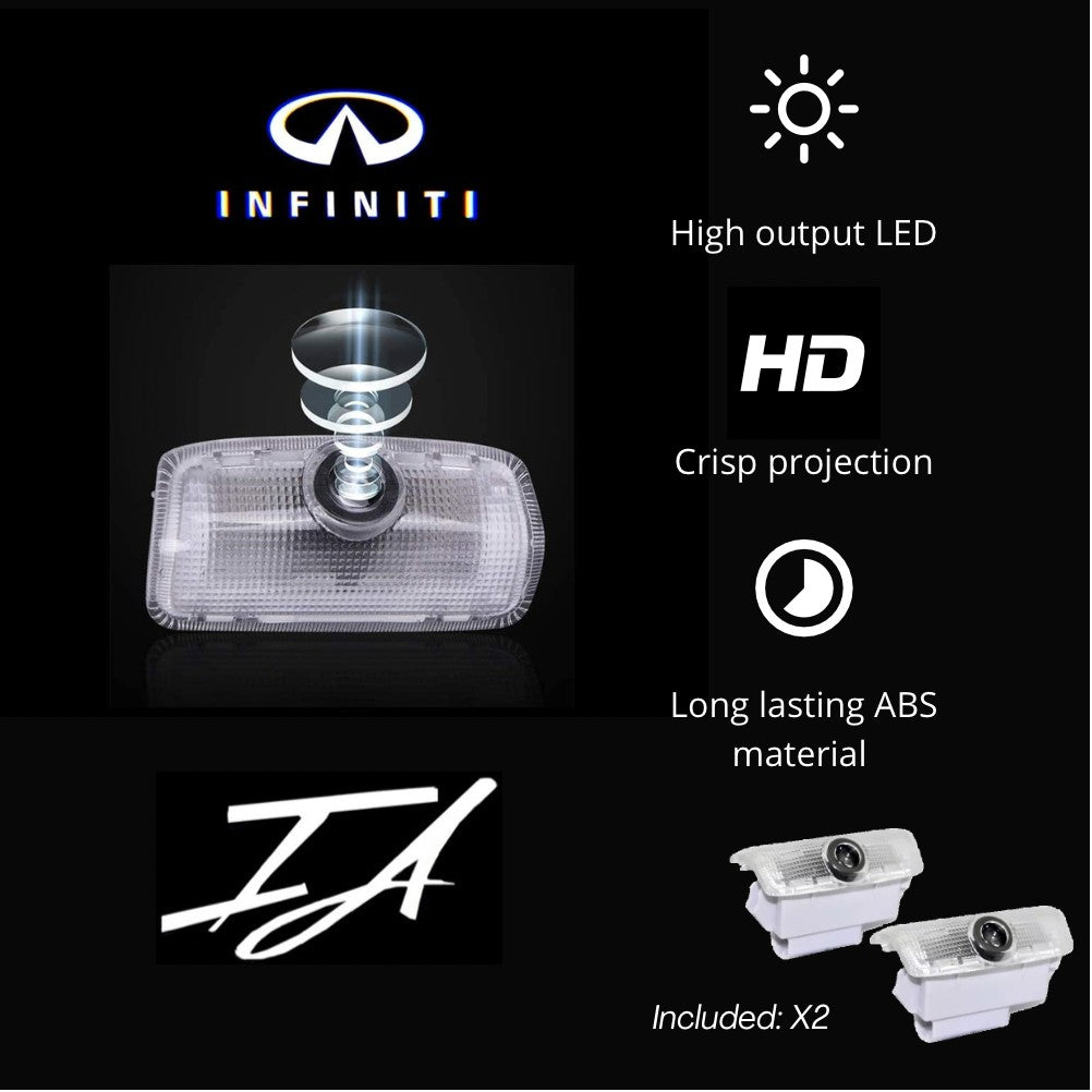 ahishfoneya Car LED Door Logo Projector Ghost Shadow Lights For Infiniti  GMQ FX EX QX Series(4-Pack) (A)